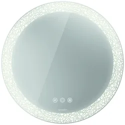 Duravit Happy D.2 Plus Spiegel rund mit integrierter Beleuchtung, Icon-Version, mit Spiegelheizung, 700x700x55mm, Weiß Matt, HP7485G00000000, Ausführung: Lichtfelddekor: organic