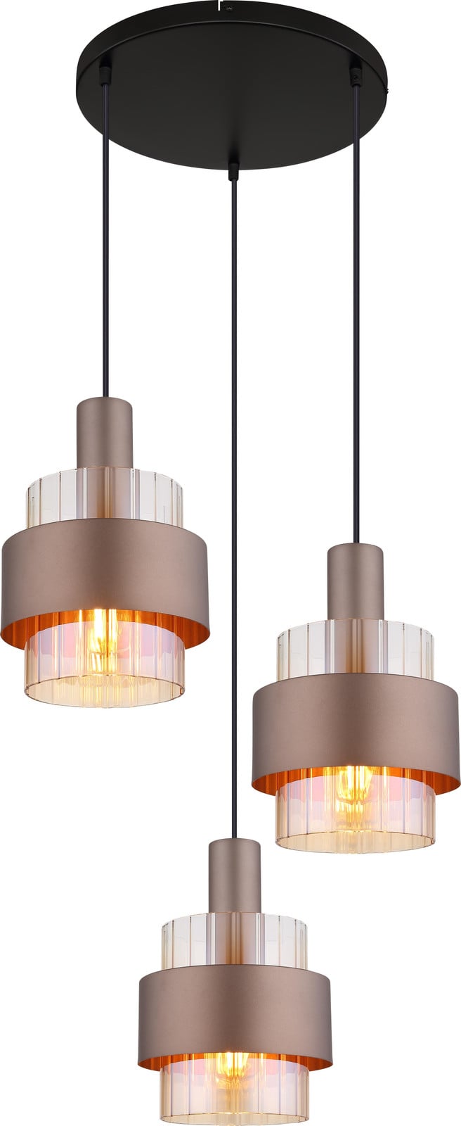 Globo Lighting Hanglamp Milley 3-lichts brons bruin transparant Ø 45cm
