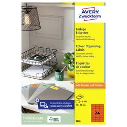 Avery-Zweckform 3448 Universal-Etiketten 70 x 37 mm Papier Rot 2400 St. Permanent haftend Tintenstrahldrucker, Laserdrucker, Farblaserdrucker, Kopierer