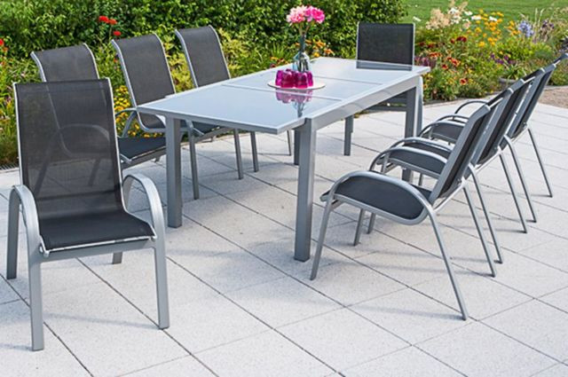 MERXXHANDELS Amalfi Set 9tlg 8 Sessel schwa Tisch 180(240)x100cm 09223866
