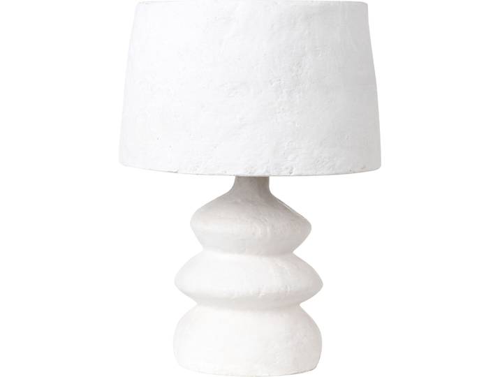BELIANI Tischlampe Weiß aus Pappmaché Handgefertigt Modernes Design Tischleuchte Nachttischlampe Wohnaccessoires