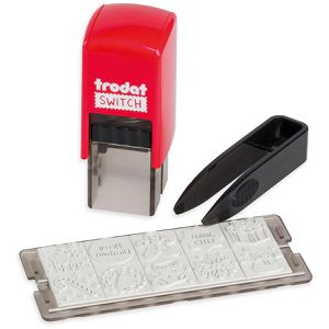 Trodat Motivstempel Switch Set Weihnachten, aus Kunststoff, 2 x 2 cm, selbstfärbend, rot und schwarz, 10-teilig