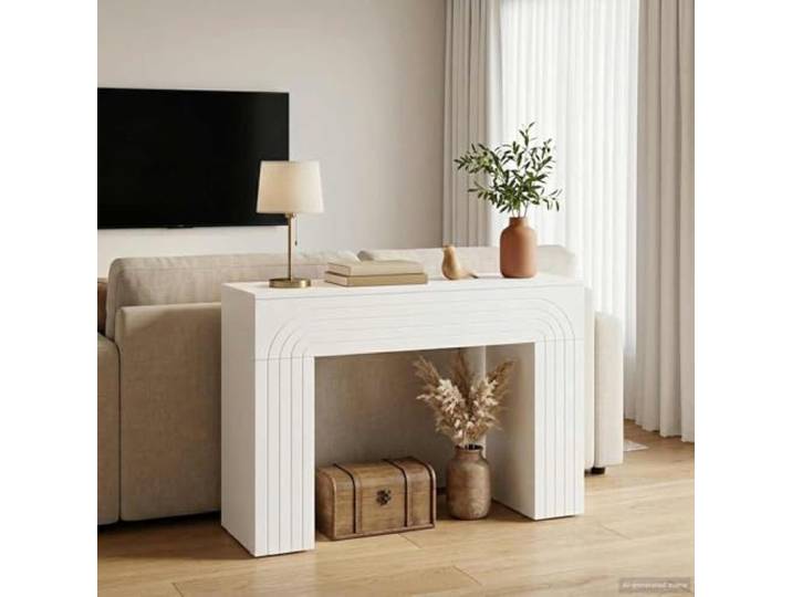 Couchtisch, weiß, rechteckig, aus Holz, 102 x 35 x 75 cm Schlichtes Design, dauerhafte Robustheit, Feuchtigkeitsbeständigkeit, stabile Füße, einfache Pflege, vielseitig einsetzbar