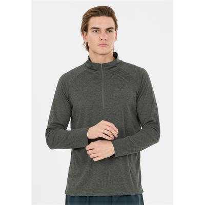 Strickpullover VIRTUS "Malt", Herren, Gr. S, grau (dunkelgrün), 6% Elasthan, 94% Polyester, unifarben, normal, ohne Ausschnitt, Pullover Strickpullover, mit atmungsaktiver Funktion