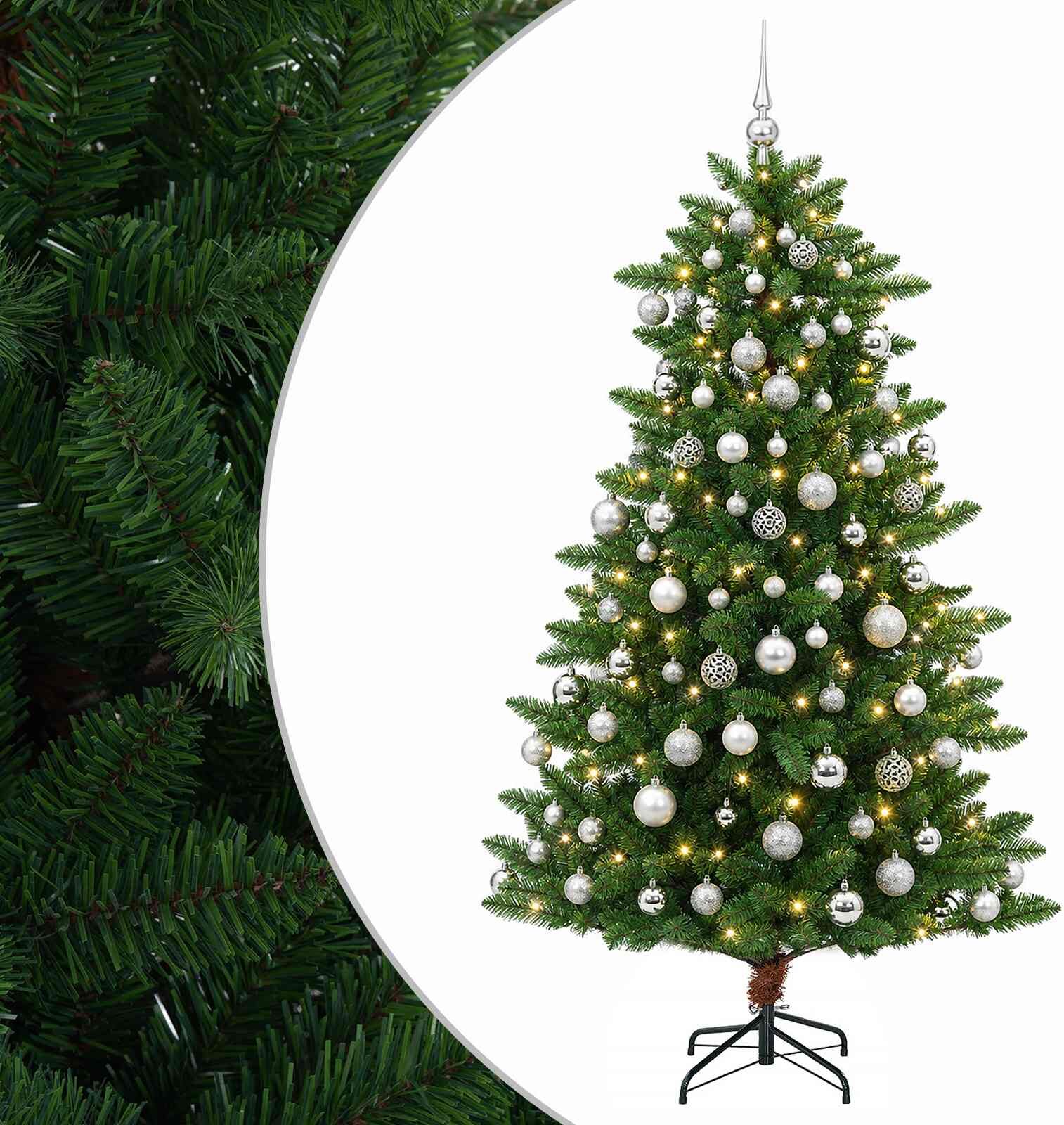 vidaXL Artificial Christmas Tree with Bauble 180 cm 300 LED