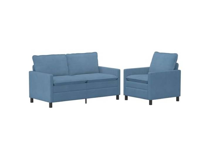 Coespram Sofa-Set 2-teilig Blau Rippenstoff Polstersofa Couch Garnitur Moderne Couchgarnitur aus weichem Cordstoff mit stabilem Metallrahmen für Wohnzimmer und Gästezimmer geeignet.