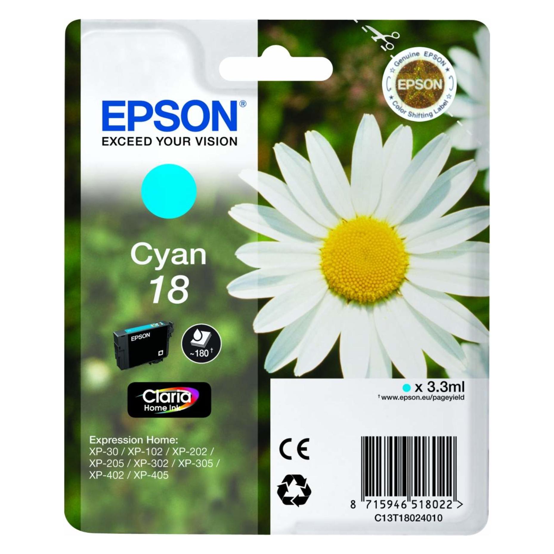 Epson Original Tintenpatrone T1802 (C) (C13T18024010)