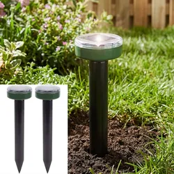 2er-Set Solar-Maulwurfvertreiber - Tierfreundliche Wühlmäuse & Maulwurf Abwehr - 400 Hz Schallwellen, 500 m2 Schutz, IP44, Ø 6 x 25,5 cm