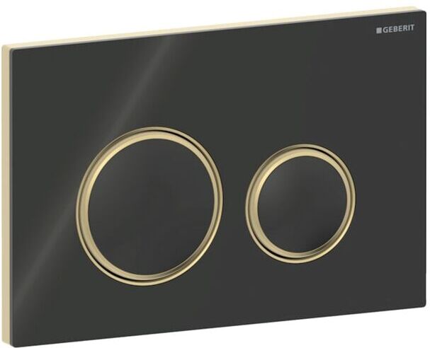 Geberit Sigma 50 Round Betätigungsplatte 115652SJ1 Platte/Taste schwarz, Ring Messing, für 2-Megen-Spülung
