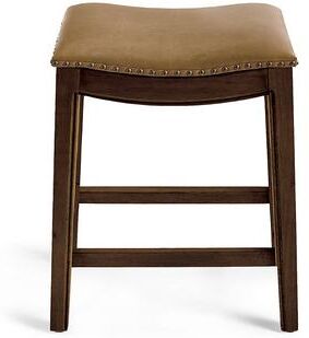 "Julien Backless Bar & Counter Stool - Counter Height (23"" Seat), Heritage Brown, Bonded Leather, Heritage Brown/Marbled Caramel/Counter Height - Grandin Road"