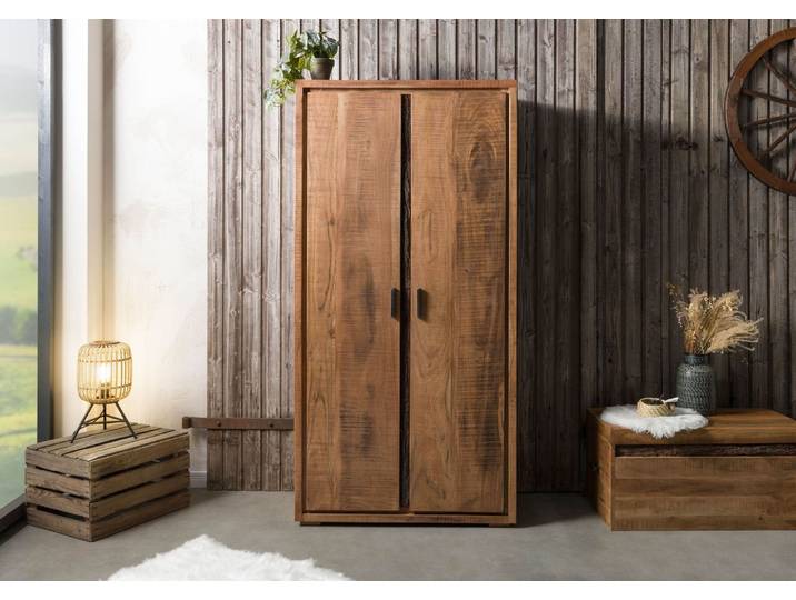 Armoire en bois d'Acacia 88x45x180 naturel laqué BARK #118