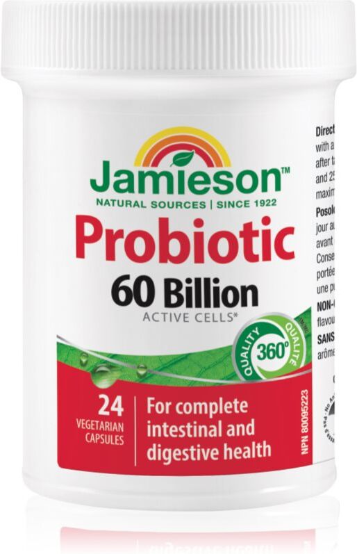 Jamieson Probiotic Ultra Strength 60 Billion capsules pour favoriser la digestion 24 cps