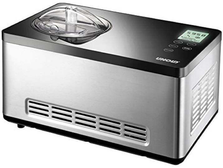 UNOLD 48845 Eismaschine Gusto - mit selbstkühlendem Kompressor, 180 W, 2 L Volumen, elegantes Edelstahlgehäuse, LCD-Display, Digitaler Timer