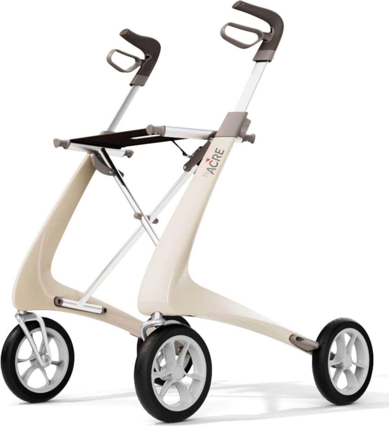 Acre Carbon Ultralight Rollator - ultraleicht, stilvoll in Perlweiß, komfortabel und klappbar