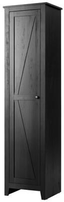 Costway Linen Tower Bathroom Storage Cabinet Tall Slim Side Organizer with Shelf-Black
