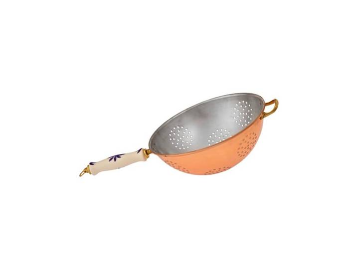 ich-zapfe Küchensieb Sieb, Kupfersieb - mit verzinnter Innenseite enthält einen, Porzellangriff, Durchmesser: 17 cm