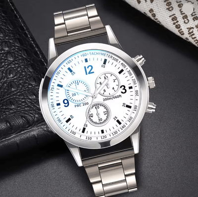 Inspire Essentials Mens Business Quartz Watch Steel Band Classic Style white Only Watch