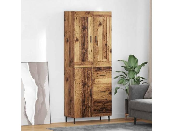 RJPLMFV Anrichte mit 2 Türen, Holz, Antik-Optik, Aufbewahrung Modernes Design, Innenregale, Griffe aus Eisen, stabil, für Wohnzimmer oder Esszimmer