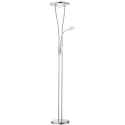 LED-Deckenfluter, stahlfarben, 2-flammig, dimmbar, Drehschalter