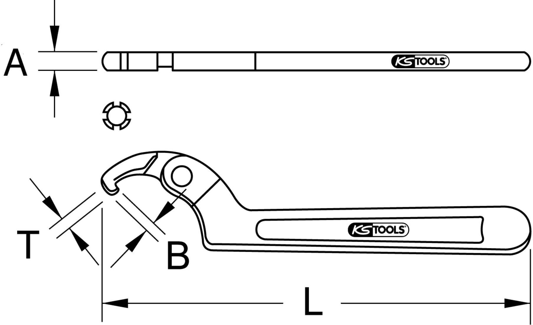KS Tools BRONZEplus Gelenk-Hakenschlüssel Ø 50-120 mm (963.8209)