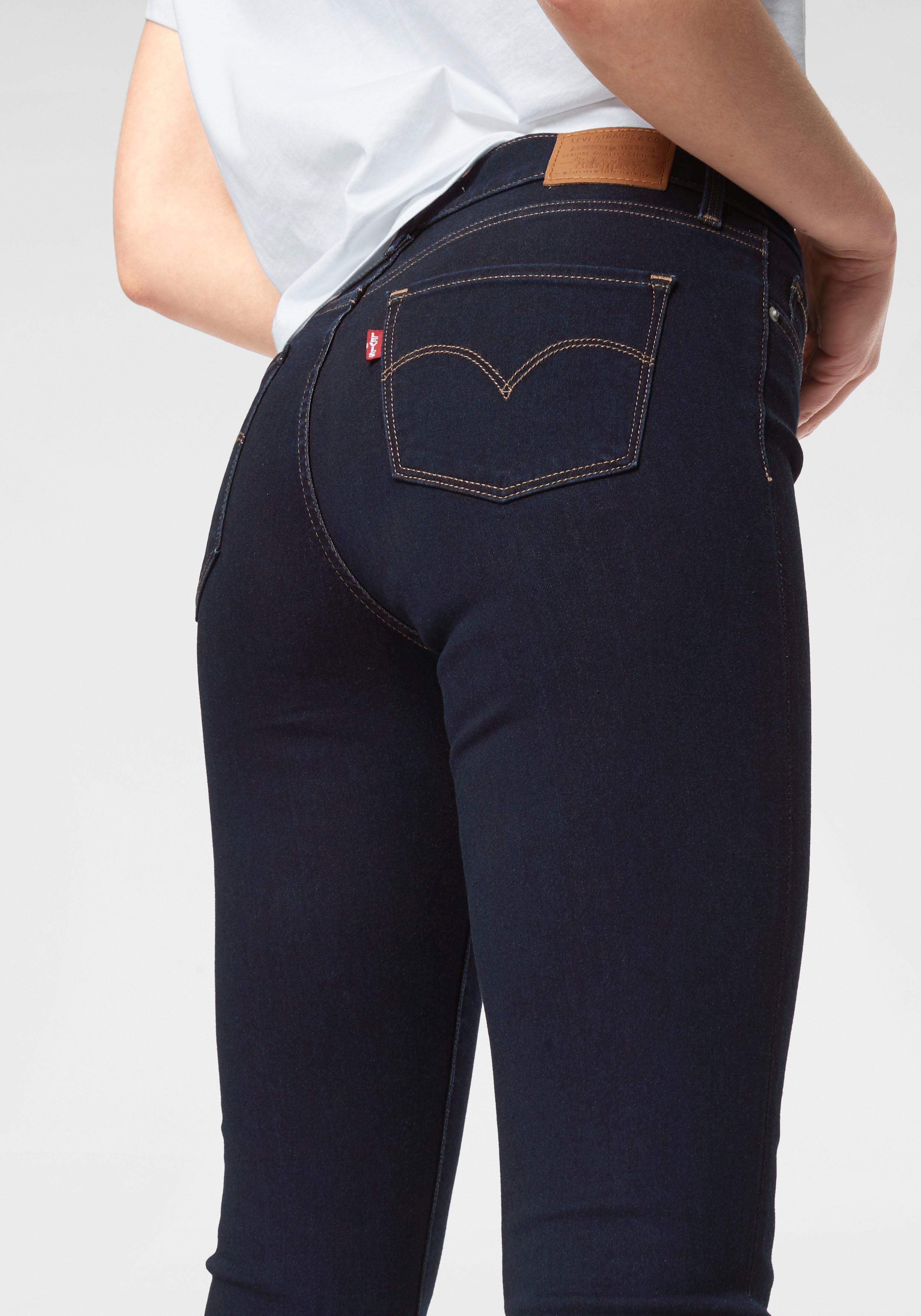 Röhrenjeans LEVI'S "312 SHAPING SLIM", Damen, Gr. 31, Länge 32, blau (rinsed), Denim/Jeans, Obermaterial: 80% Baumwolle, 19% Polyester, 1% Elasthan, slim fit lang, Jeans Röhrenjeans, Schmale Shaping Slim Form rinsed 31, Länge 32