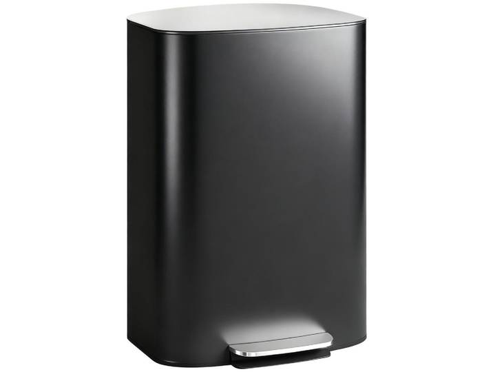 Homcom Küchen-Mülleimer Edelstahl Schwarz, Metall, 36.5x62.2x45.1 cm, Haushalt & Reinigung, Reinigung, Mülleimer & Abfallsammler