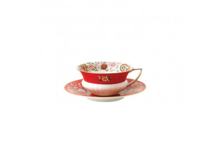 Wedgwood Tasse à thé Wonderlust avec soucoupe bijou pourpre