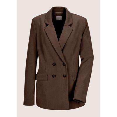 Jackenblazer MADELEINE "Cordblazer Moderner Businessblazer mit Reverskragen", Damen, Gr. 46, espresso, Blazer, Cordoptik