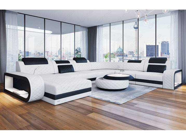 XXL Wohnlandschaft Berlin U-Form in Leder