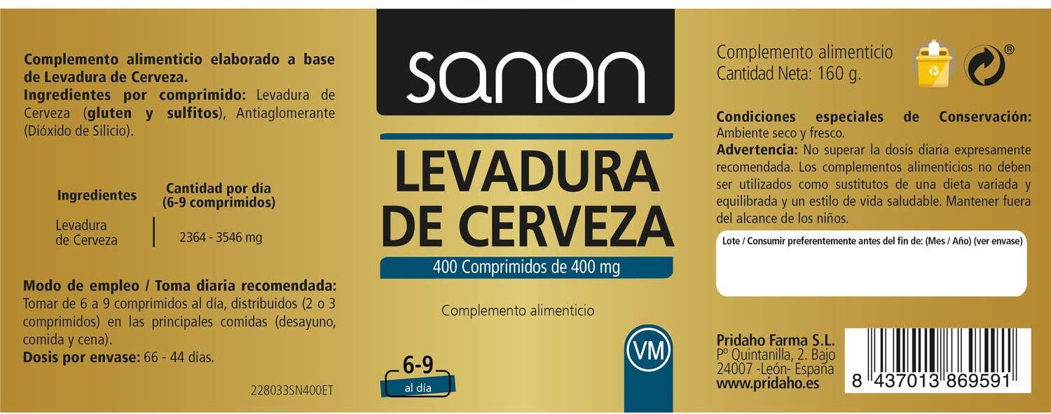 Sanon Levadura de Cerveza 400comp