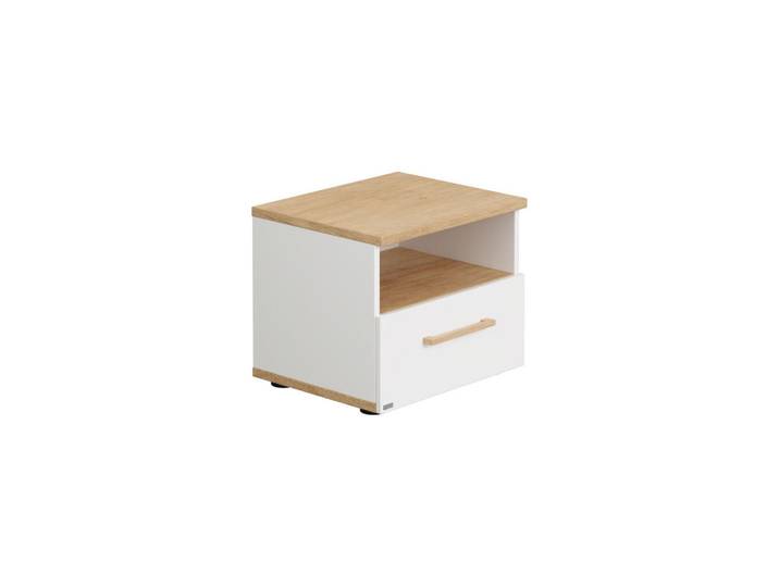 Paidi Nachttisch, Weiss, Eichefarben, Kunststoff, Eiche, massiv, 1 Schublade(n) Schubladen, 48.4x40.8x39.9 cm, Blauer Engel, Goldenes M, Schlafzimmer, Nachttische