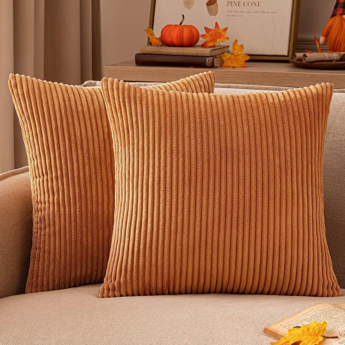 Dailygoody Kussensloop Corduroy Elegant ontwerp Verbrand oranje 45 x 45 cm