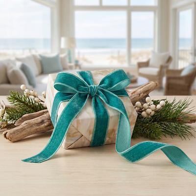 Regency International "1""X10Y Velvet With Glitter Backing Ribbon"