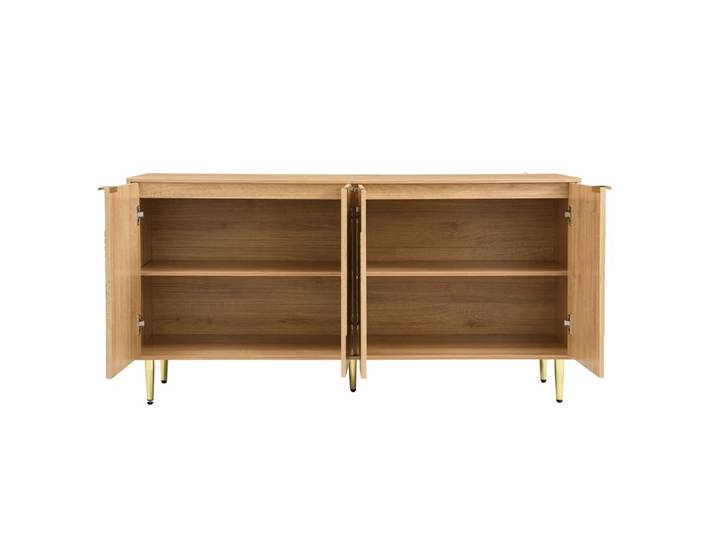 Buffet en panneau de particules avec 4 portes naturel 140x40x72 cm