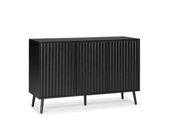 HOMN LIVING Anrichte Lluvia mit 3 Türen, Farbe Schwarz, 120 cm (Breite) 40 cm (Tiefe) 76 cm (Höhe)