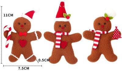 Uplift Treasures 3 Piece Christmas Gingerbread Man Hanging Ornaments Festive Tree Pendants For Holiday Decor & New Year Gifts men (3 Pcs)