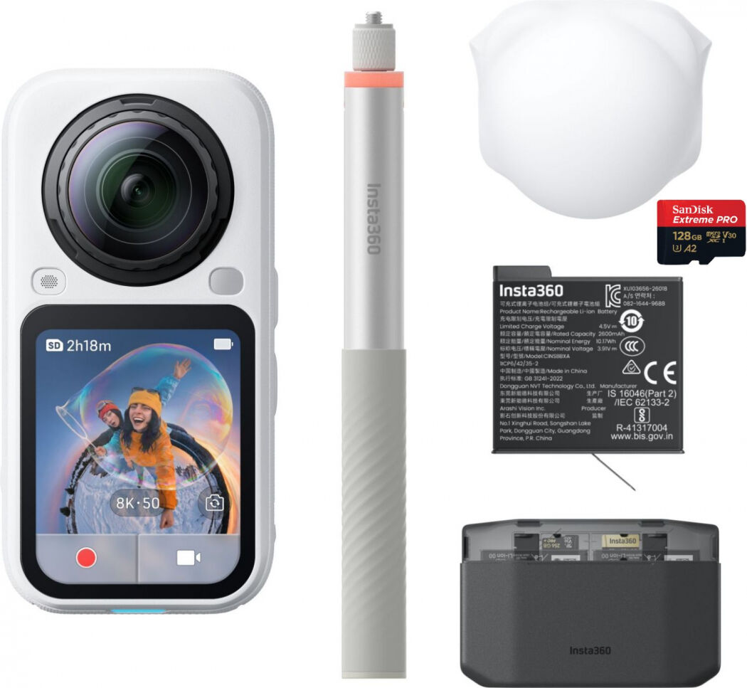 Insta360 X6 Essentials Bundle Arctic White + SanDisk Extrem 128GB