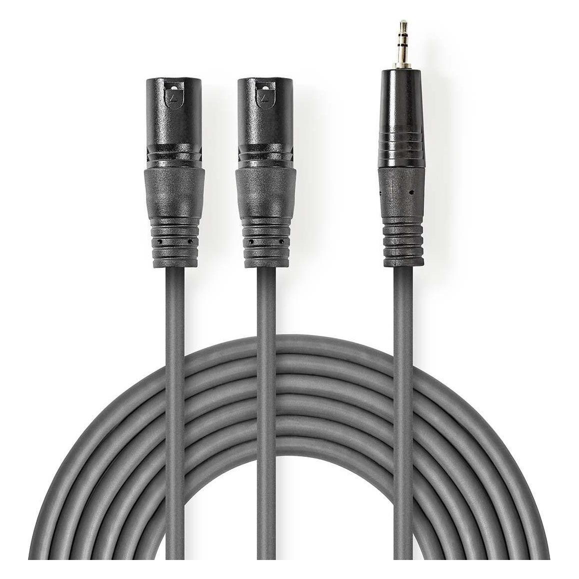 Nedis Balanced Audio-Kabel | 2x XLR 3-Pin Stecker | 3.5 mm Stecker | Vernickelt | 1.50 m | rund | PV (1.50 m, XLR Kabel) (COTH15310GY15)