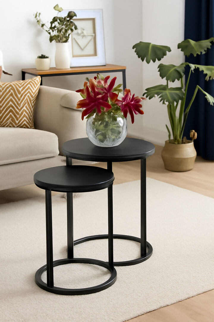Zipcode Design Donna Frame Nesting Tables Matte Black/Black 54cm H X 40cm W X 40cm D