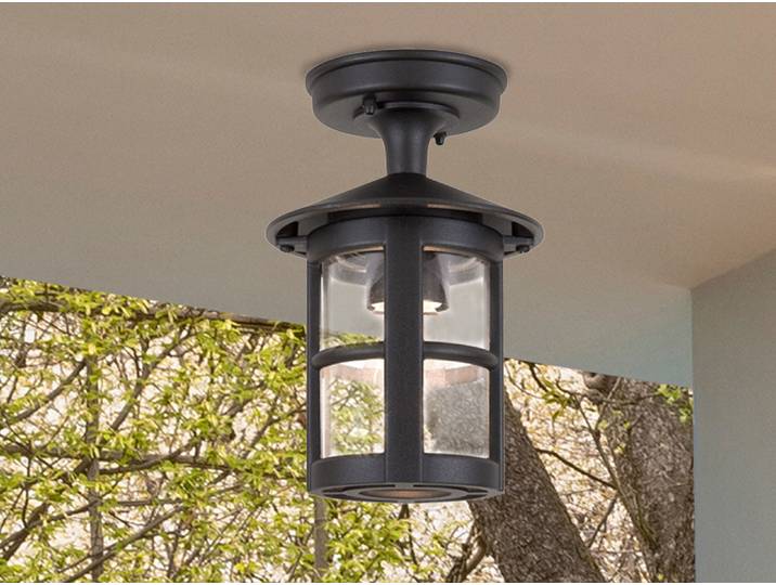 Elstead Hereford Außen-Deckenleuchte E27 24cm Schwarz IP43