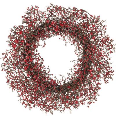Kunstkranz CREATIV GREEN "Kranz", rot, T:8cm Ø:51cm, Kunststoff, Kunstpflanzen, in gefrosteter Optik