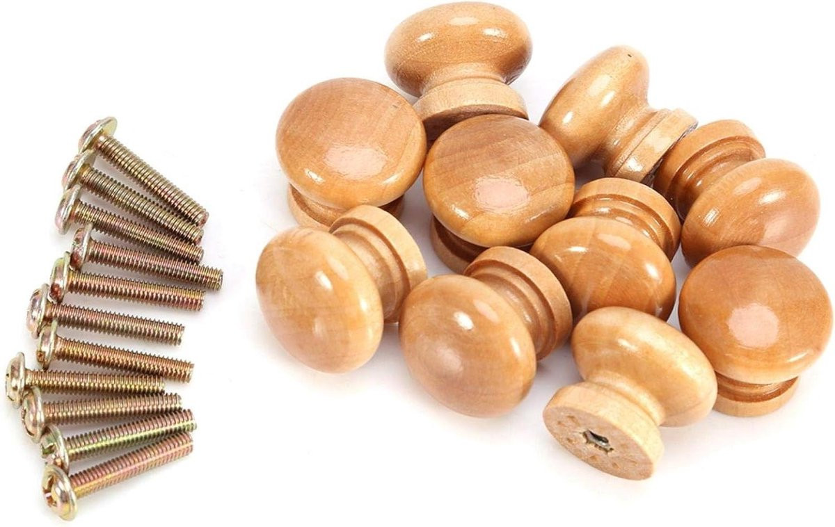 Houten meubelgrepen paddestoel vorm - Bruin - 33 mm