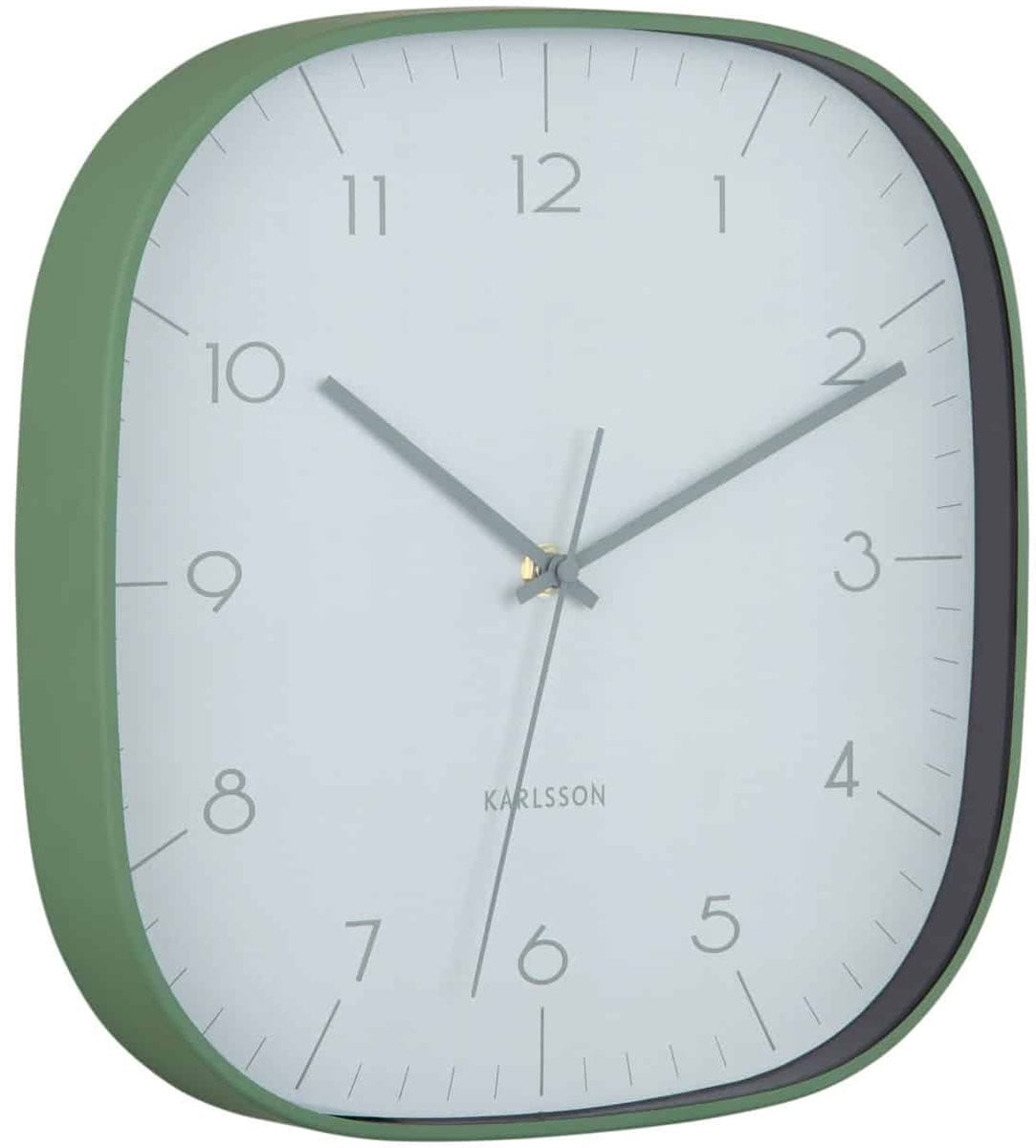 Karlsson Wandklok Grato Cuadrado - Jungle groen - B/D/H: 29 x 29 x 4,3 cm - Modern