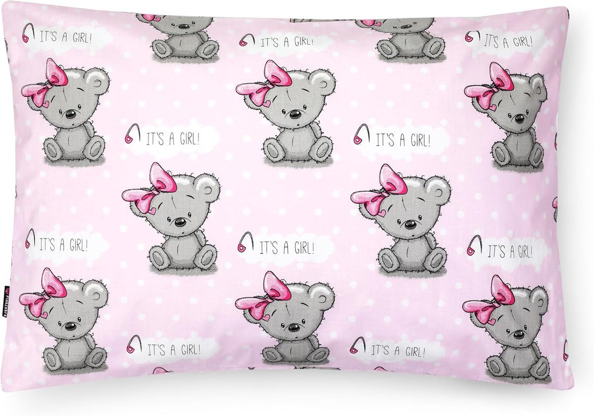 Kussensloop voor kinderen meisjes It's a Girl, 100% katoen, 40 x 80 cm