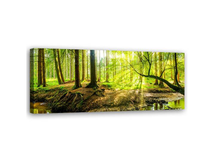 Feeby Wandbild grüner wald, Grün, Landschaft/Berg, Rechteckig, 90x30 cm, Bilder & Rahmen, Bilder, Leinwandbilder