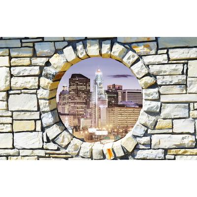 Fototapete PAPERMOON "Stadt hinter Mauer", bunt, B:2,5m L:1,86m, Vlies, Tapeten