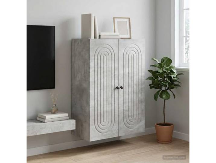 GPWERSDF Wandschrank Betongrau 66x34,5x90 cm Holzwerkstoff mit Pendeltüren Vintage-Design, Holzwerkstoff, 90°-Pendeltüren, wandmontiert, viel Stauraum, Wohnzimmer