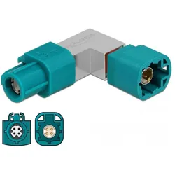 Delock Adapter HSD Z Buchse zu HSD Z Stecker gewinkelt, Elektronikkabel + Stecker, Blau