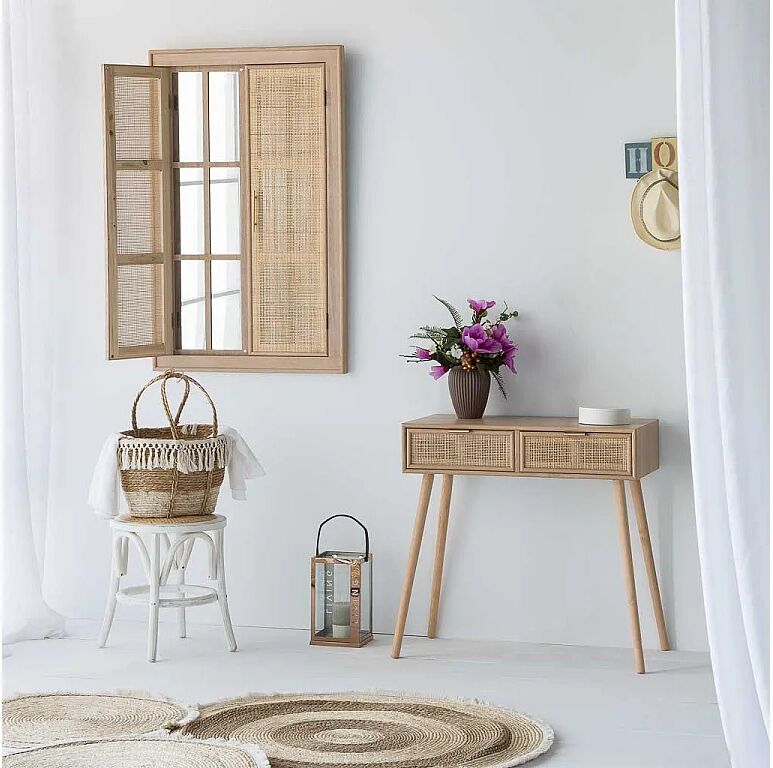 Recibidor De Madera Y Rejilla De 2 Cajones