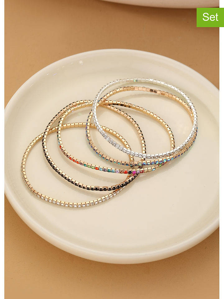 atelier MIU 5er-Set: Vergold und Versilbert. Armbänder mit Edelsteinen - onesize